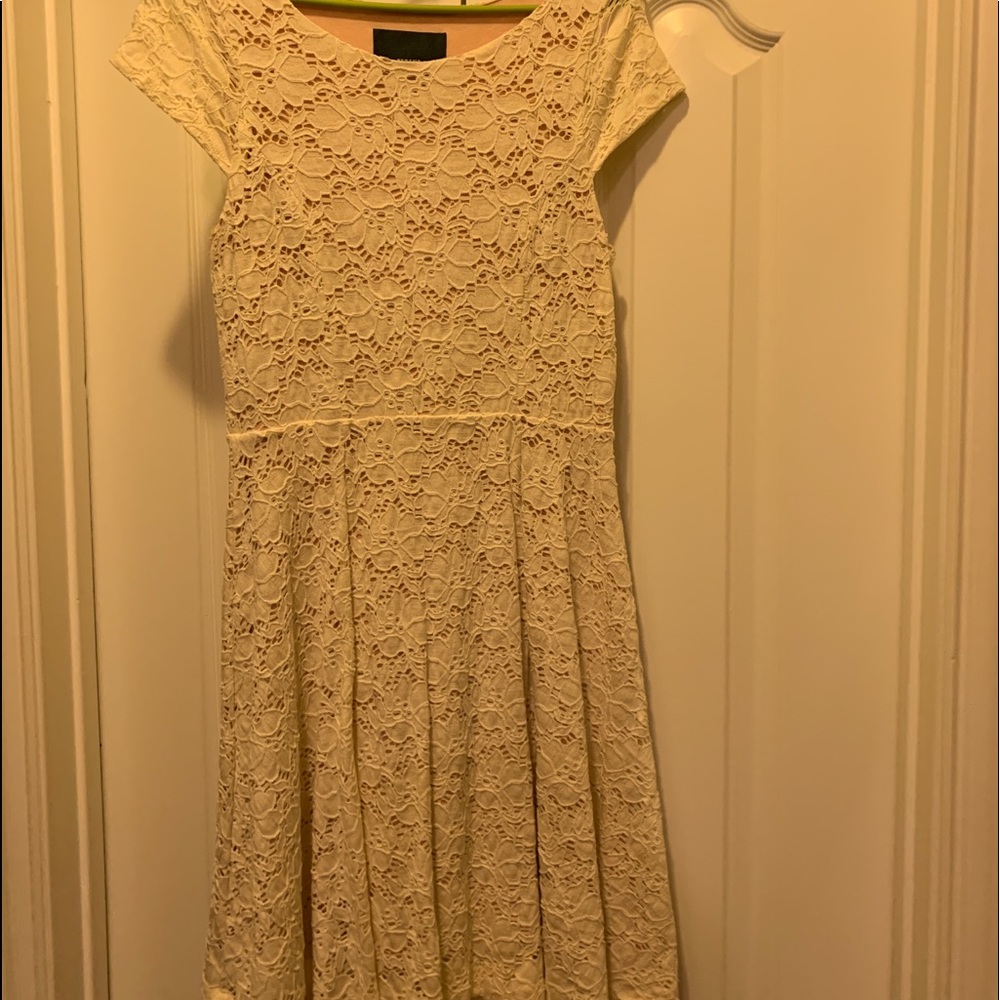 Sweet white and peach a line dress